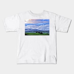 Low cloud drifts over the mountains of the Trossachs, Scotland Kids T-Shirt